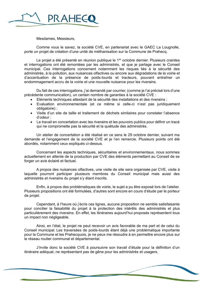 Communication de Madame le Maire