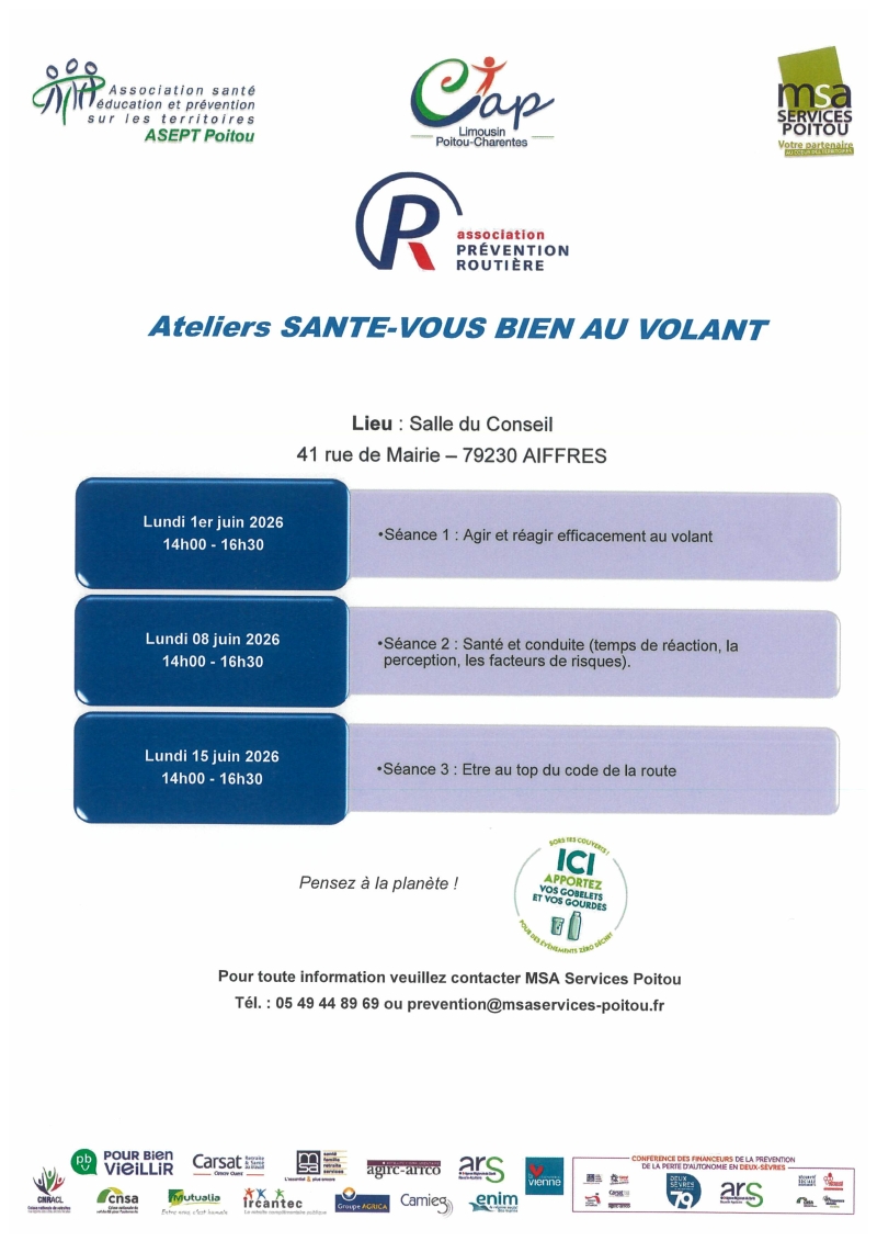 ATELIERS SANTE-VOUS BIEN AU VOLANT