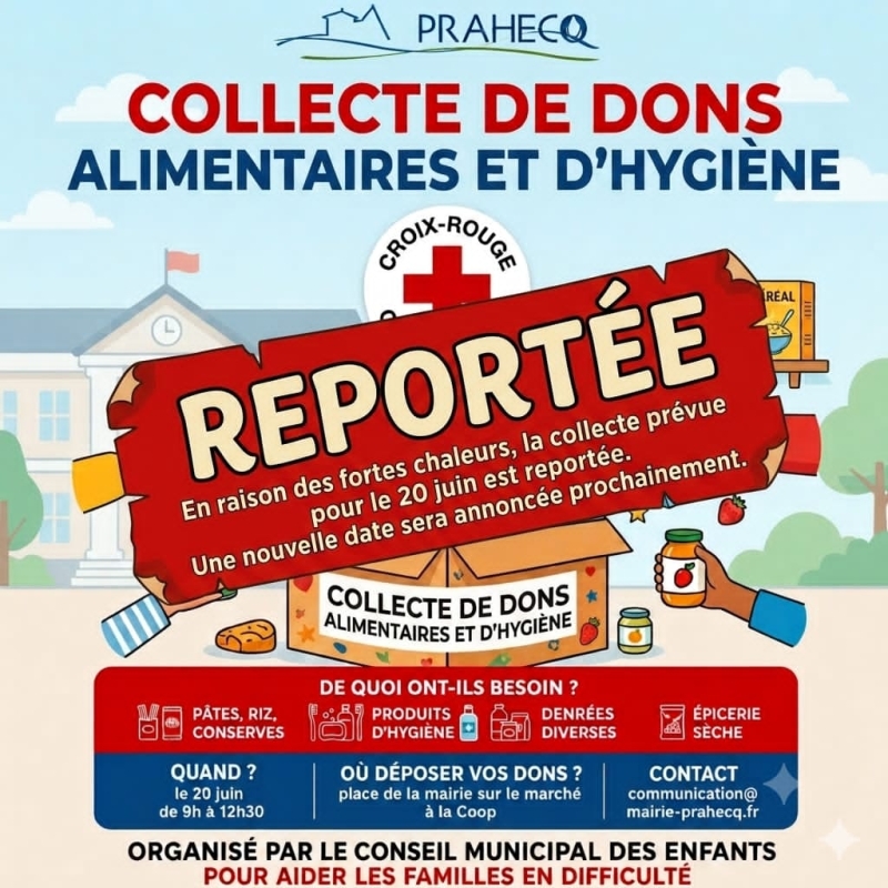 COLLECTE DE DONS REPORTEE