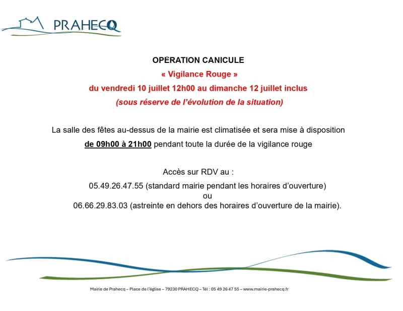 VIGILANCE ROUGE CANICULE