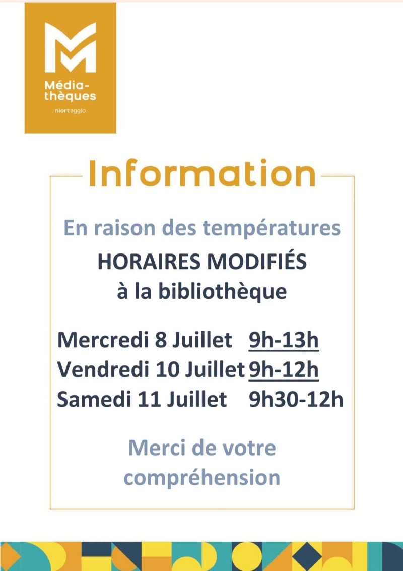 MEDIATHEQUE-CHANGEMENT HORAIRES