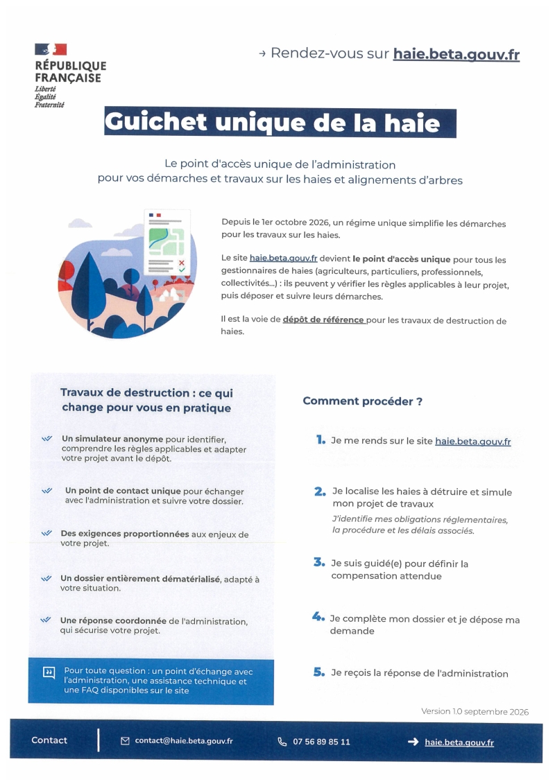 GUICHET UNIQUE DE LA HAIE