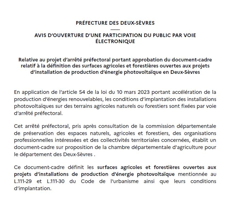 Arrêté préfectoral - Avis PVE